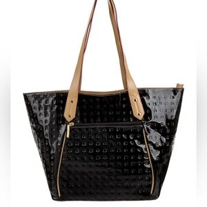Arcadia Black Patent Leather Tote Bag
